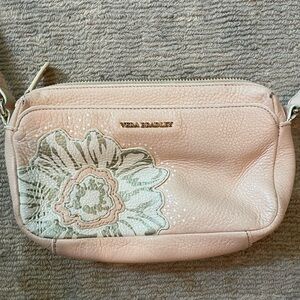 Vera Bradley pink floral leather crossbody bag